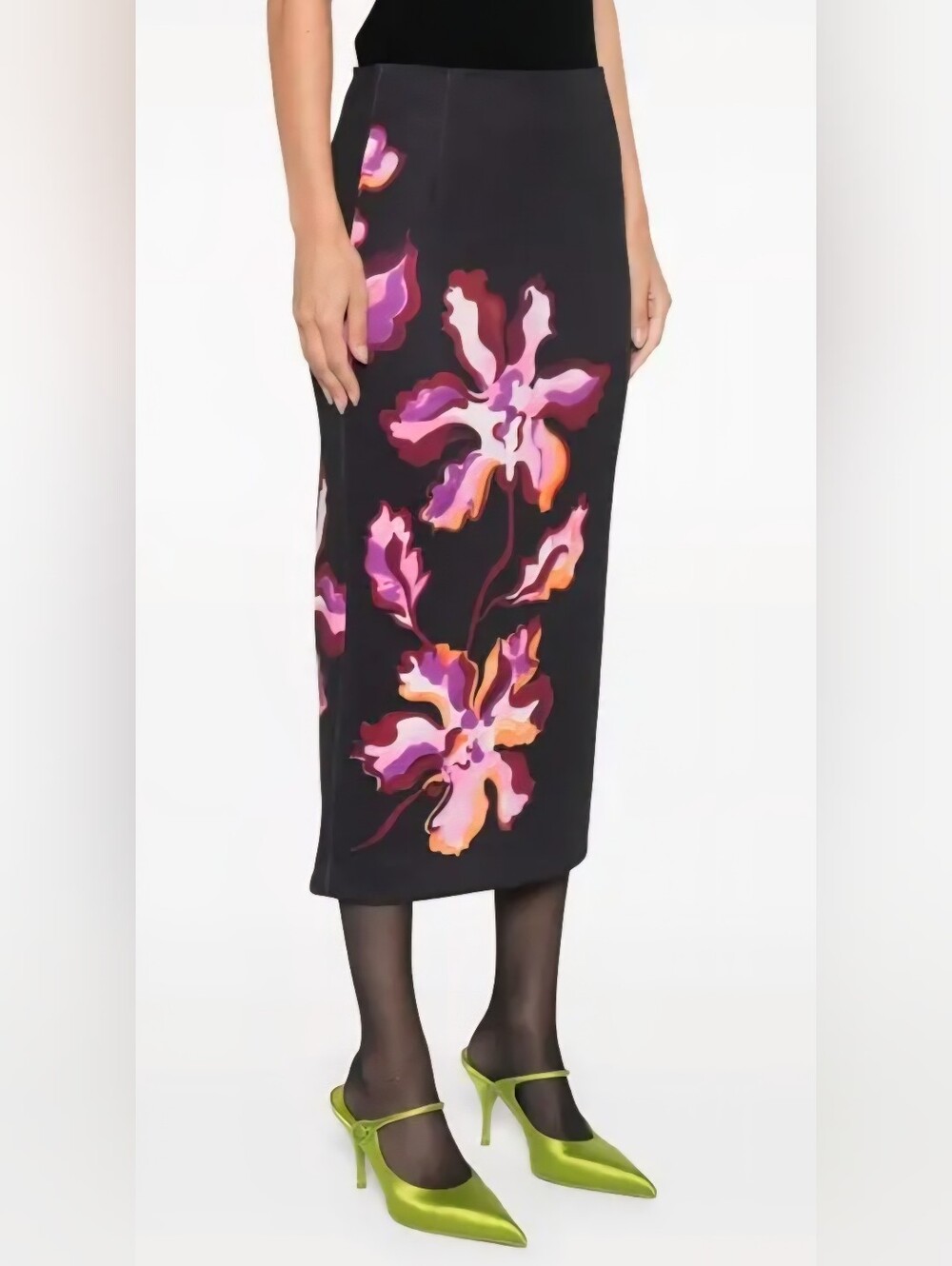 Dorothee Schumacher Black Flame Flower Printed Skirt NWOT Size 4